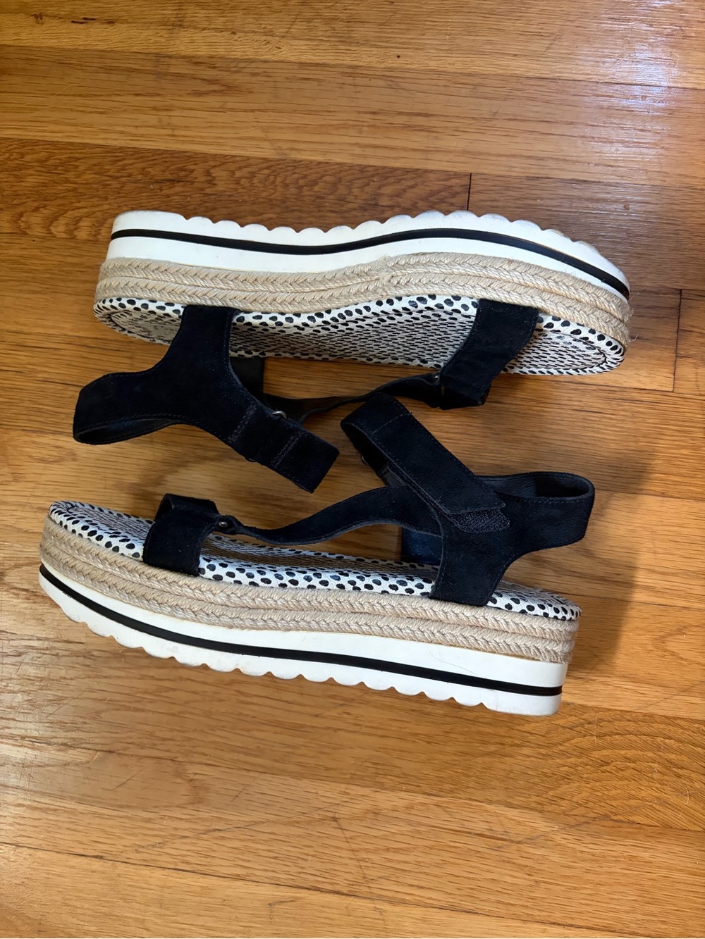 Crown Vintage Black Platform Espadrille Sandals with Braided Jute